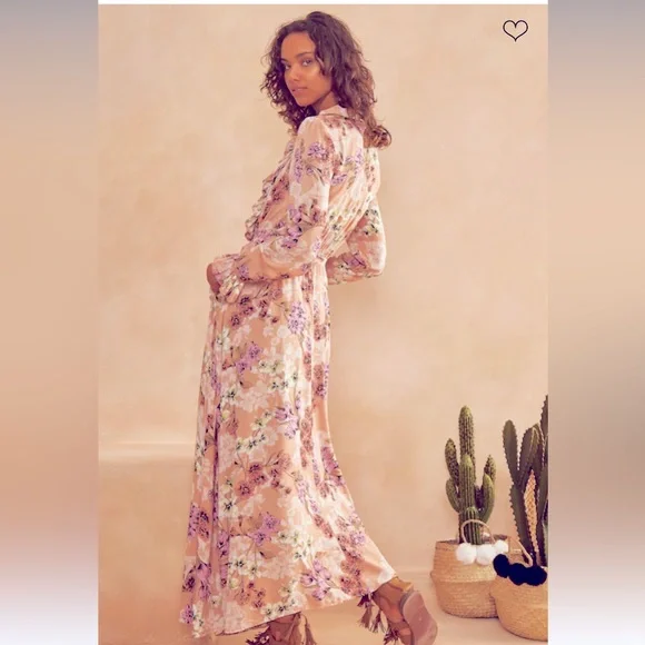 Jaase Peach & pink floral boho maxi dress - Picture 2 of 8